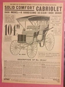 Wagen Buggys Surreys 1908 Sears Rehbock Vintage Werbung Katalog Seite - Bild 1 von 2
