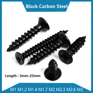 Carbon Steel Phillips Countersunk Self Tapping Wood Screws Chipboard M1 M1.2-M3 - Picture 1 of 48