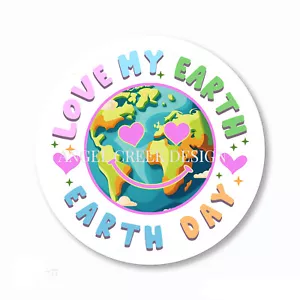 Love My Earth Day Labels Scrapbook Stickers Earth Day Favors Envelope Seals - Picture 1 of 1
