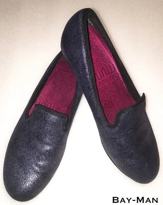 Munro Womens Barb Flat Loafer Slip On Shoes Size 8 Blue Printed Metallic - Image 1 of 4