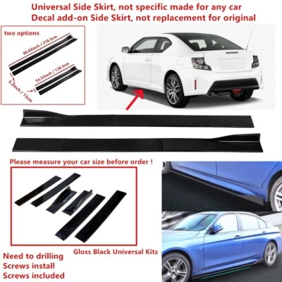 86/54.5" For 2014-2016 Scion tC Universal Gloss Side Skirt Extension Lip Trim Foto 1 de 4