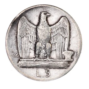 ITALIA Vittorio Emanuele III 5 Lire 1926 Rara - Argento Silver - Picture 1 of 2