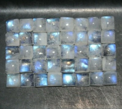 Natural Rainbow Moonstone 5mm Flat Back Square Cabochon Loose Gemstone(s) - Image 1 of 2