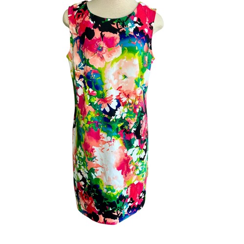 VETEMENTS Abito tubino senza maniche floreale Worthington Jolie Fleur taglia XL nuovo con etichette