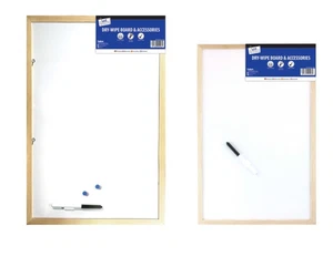 White Dry Wipe Board & Accessories - Pine Frame - Ideal For Home Office School  - Picture 1 of 15