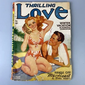 PULP Thrilling Love Magazine Feb. 1949 Bikini Beach Scene Hands Off My Heart - Picture 1 of 14