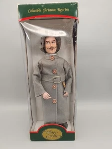 Vintage Bradlees Village Carolers Figurine Constable Gray Uniform Christmas - Picture 1 of 6