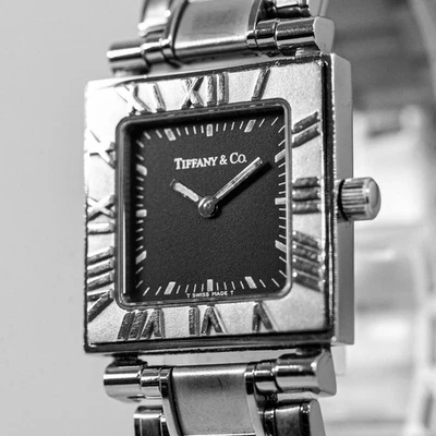 * Почти как новый * Tiffany & Co. Женские кварцевые часы Atlas серебро × черный римский циферблат 23 мм - Изображение 1 из 4