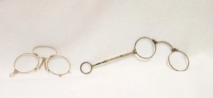 2 Brillenzwicker um 1880 einmal mit Stab und faltbar selten Top 19 und 10 cm - Bild 1 von 8