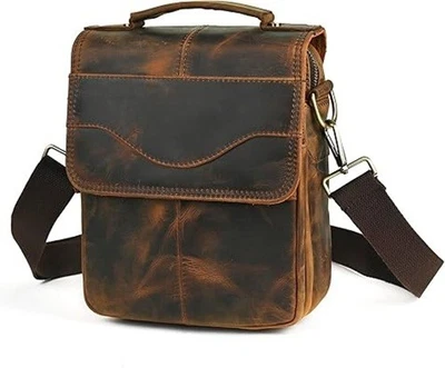 Bolsa satchel carteiro lona + couro genuíno viagem A4 tiracolo One Shou... - Imagem 1 de 4