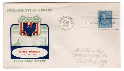 #810 Presidential Series 5c White House 1938 FDC - #28 Multnomah - Image 1 of 2