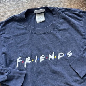 Vintage 90s Friends NBC Experience Store Embroidered T-Shirt Size Small Navy - Picture 1 of 6
