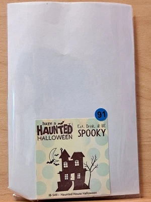 Unity Stamps B91 Haunted House Halloween Spooky Red Rubber Cling Stamp - Image 1 of 2