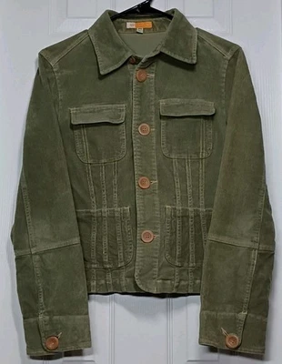 Tulle Corduroy Jacket Button Up Womens Medium Long Sleeve Green Anthropologie - Image 1 of 4