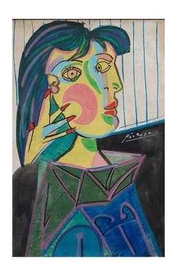 Pablo Picasso Artist Oil Painting Canvas Signed Stamped Hand Handmade Vintage - Image 1 of 2