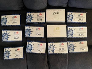 12 Clad U.S. Proof Mint Sets Lot (4)2004, (3)2005,(2)2006, (2)2007, (1)2008 - Picture 1 of 16