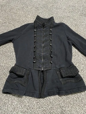 Chaqueta Militar Denim & Supply Ralph Lauren Para Mujer Grande Negra Peplum Cremallera Foto 1 de 4