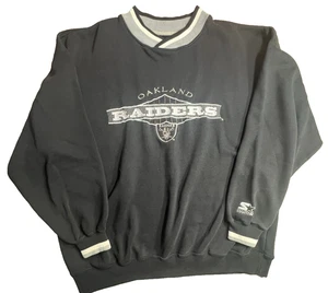 Black Oakland raiders three tone Starter sweatshirt Out of prod GREAT detail! - Picture 1 of 9