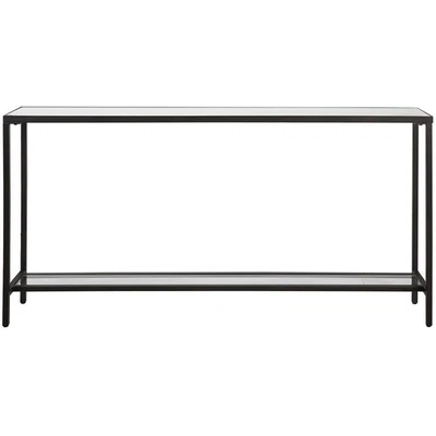 Uttermost 24997 Hayley Console Table Matte Black with Mirror and Clear Glass - Image 1 of 4