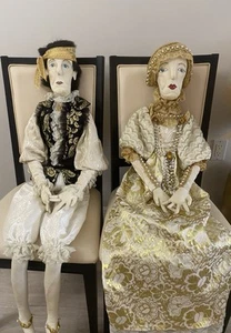 OOAK Handmade Pair of Cloth Dolls 4 Ft. In Royal Costumes Man& Woman "MUST SEE" - Picture 1 of 16