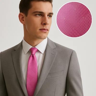 Da Uomo Rosa Cravatta Matrimonio Quadri & Giallo a Pois Elegante Regalo UK - Immagine 1 di 4
