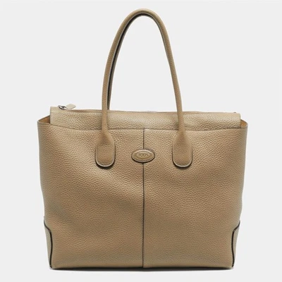 Tods Beige Leather Large Di Tote - Image 1 of 4