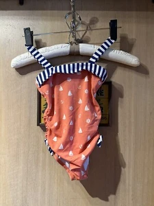Janie And Jack Bathing suit Girls Anchor Blue And Orange 4 - Picture 1 of 7