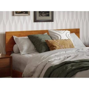 AFI Panel Headboard 57.75" Solid Wood Full Size Bed Frame Mounted Light Toffee - Picture 1 of 8