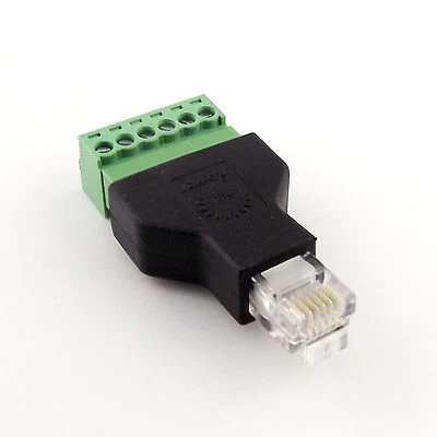 Ethernet RJ12 6P6C Male to Screw Terminal 6 Pin Splitter CCTV Adapter Connector - Image 1 of 4