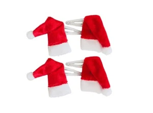 4pk Navidad Papá Noel Sombrero Motivo Brillo Cubierto Cabello Bendies Sleepies Clips Diapositivas - Imagen 1 de 2