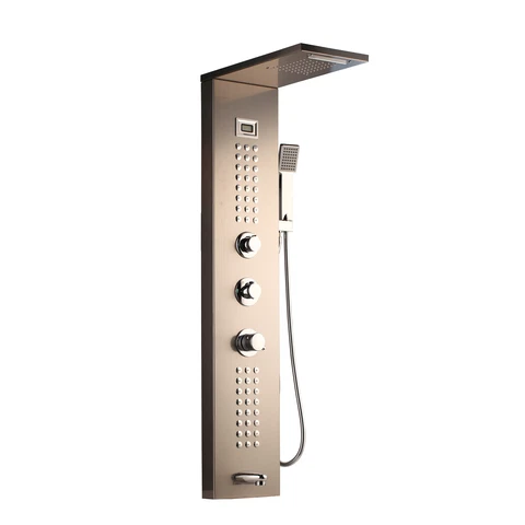 Rain Nickel Shower Panel Column Digital Display Massage Jet Hand Shower Faucet Cover