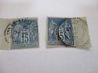 Lot Of 2 France Scott 92 Sage 15C Blue Gutter Stamps Left And Right
