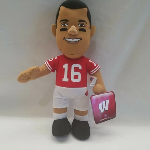 10" Russell Wilson as #16 Wisconsin Badger Plush Figure Stuffed Toy College FB Cover