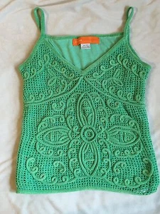 CYNTHIA BY CYNTHIA STEFFE CROCHET UNIQUE CAMISOLE Tank ~SIZE XS~NEON GREEN~NWOT - Picture 1 of 8