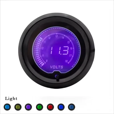 2" 52MM UNIVERSAL CAR EVO LCD ADJUSTABLE 7 COLORS DIGITAL VOLT GAUGE METER 8-18V - Image 1 of 4
