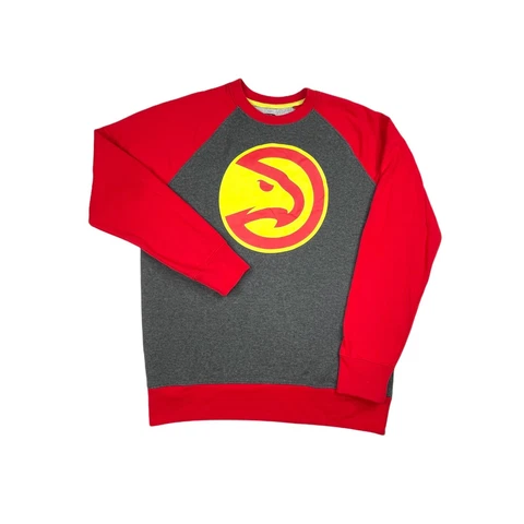 Atlanta Hawks Sweat Shirt Mens Large Red/Gray UNK Long Sleeve Pullover Fleece Cover