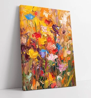 IMPRESSIONIST PAINTING OF FLOWER BOUQUET 4 -FRAMED CANVAS WALL ART PICTURE PRINT - Image 1 of 2