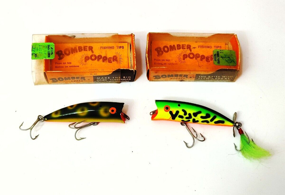 2) Vintage Bomber Popper Top Water Fishing Lures Lot of 2