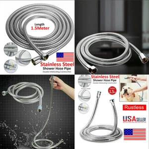 US 2 Pack 1.5m / 5 Ft Shower Hose Extra Long Bathroom Hand Held Flexible Tube - Picture 1 of 38