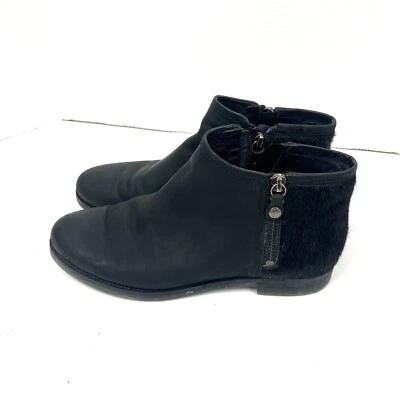 Botines de piel Geox para mujer de cuero negro con cremallera lateral talla 39,5 EE. UU. 9 Foto 1 de 4