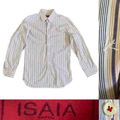 Camisa de vestir Isaia Napoli abotonada L/S para hombre a rayas multicolores Foto 1 de 4