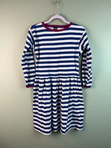Vintage 90s Girls GAP White Blue Stripe Long Sleeve Play Dress Sz XL 100% Cotton - Picture 1 of 6