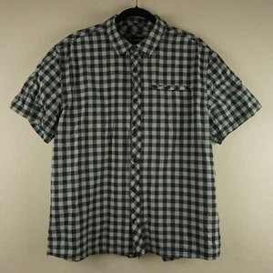 Smartwool Men's XL Short Sleeve Button Shirt Merino Wool Blend Gray Black Check - Picture 1 of 11