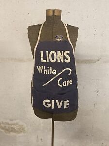 Vintage 1960’s Lions Club White Cane Advertising Apron *RARE*