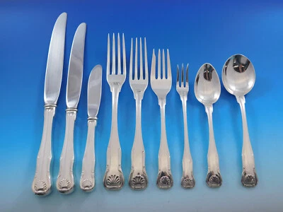 Juego de cubiertos de plata esterlina King by Kirk Stieff servicio 113 piezas tamaño cena Foto 1 de 4