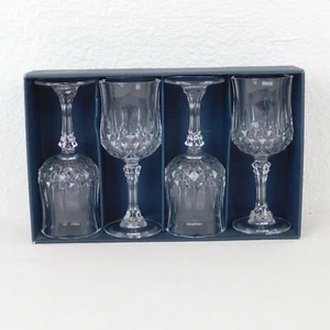 4 Longchamp Cristal d'Arques Stemmed Wine Water Glasses Goblets Original Box - Picture 1 of 12