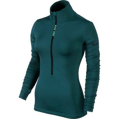 Nike Pro Dri-FIT Hyperwarm Women's Teal Blue Half Zip Pullover Hoodie Size XS • 24.99€