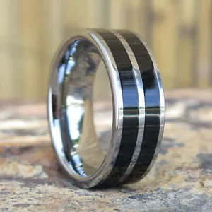 Hawaii Jewelry Ebony Gaboon Wood Tungsten Wedding Ring Band 8mm #CRE-1001-08  - Picture 1 of 1