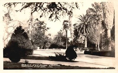 Vintage Postcard Real Photo High School Grounds Redwood City California CA RPPC - Image 1 of 2