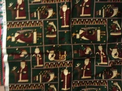 Debbie Mumm Santas Squares On Green Christmas Cotton Fabric by the yard - Image 1 of 3